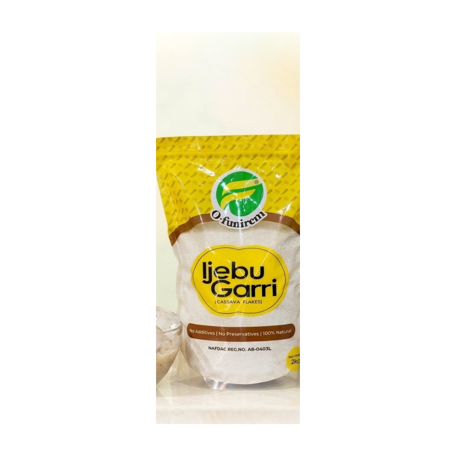 Ijebu Garri cassava flakes pack on white background