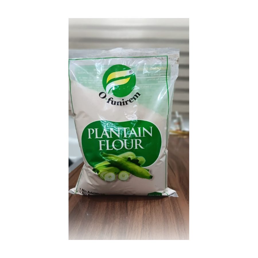 Plantain Flour pack on white background