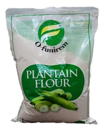 Plantain Flour pack on white background