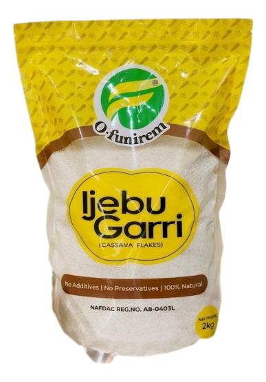 Ijebu Garri cassava flakes pack on white background