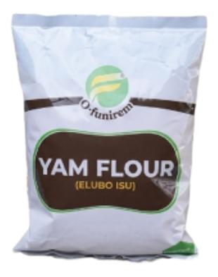 Yam Flour Elubo Isu pack on white background